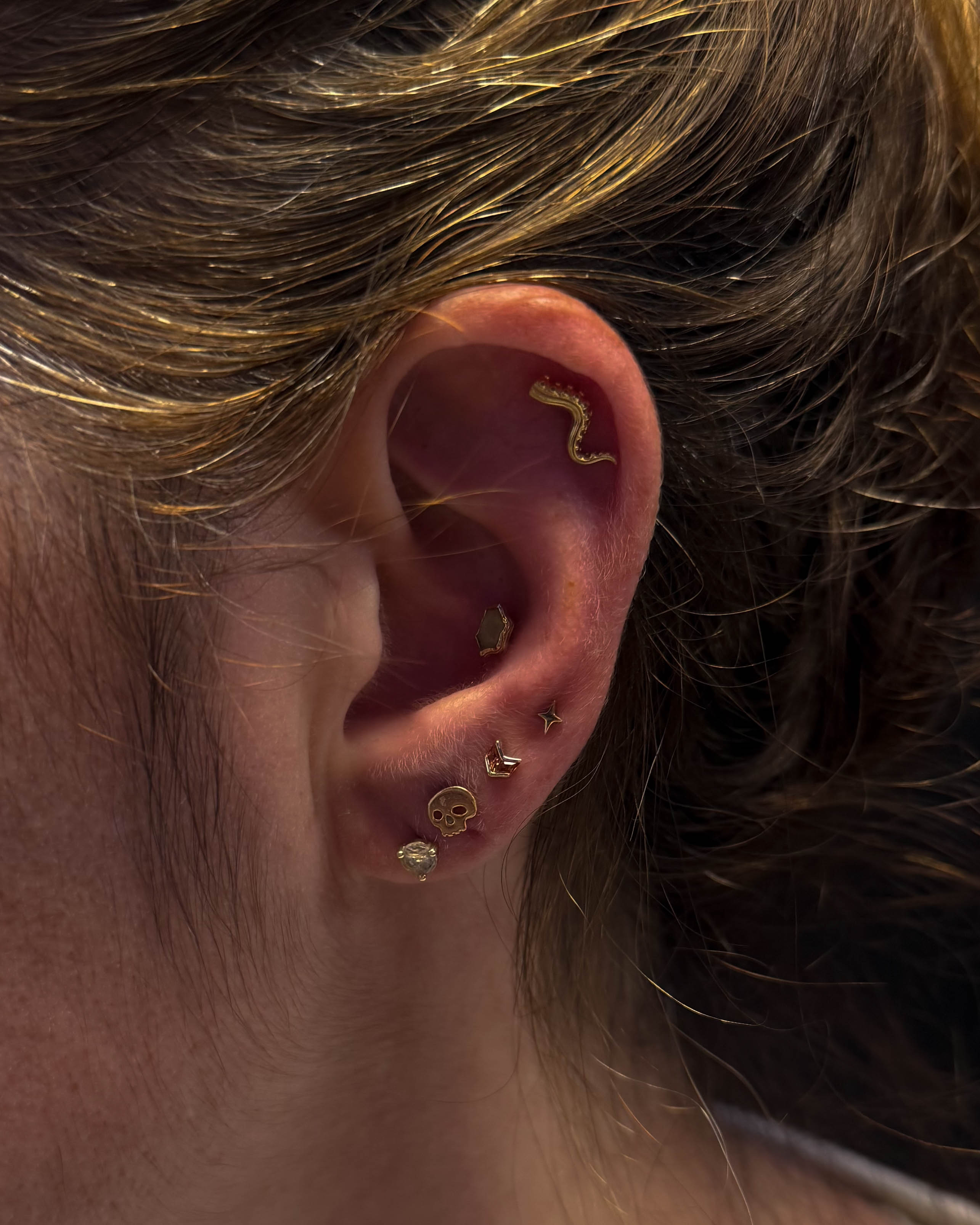 New ear lobe piercings with titanium jewellery by Stab Daddy Bri